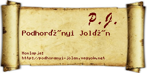 Podhorányi Jolán névjegykártya
