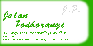 jolan podhoranyi business card